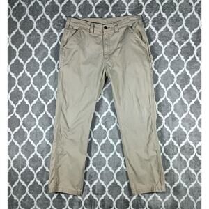 Carhartt Work Pants Mens 36x32 Khaki Relaxed Fit Canvas Carpenter Dungaree B324